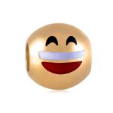 钛钢镀金EMOJI圆珠 AA708G 柒珠网 钛钢大孔珠