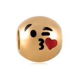 钛钢镀金EMOJI圆珠 AA711G 柒珠网 钛钢大孔珠