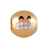 钛钢镀金EMOJI圆珠 AA712G 柒珠网 钛钢大孔珠