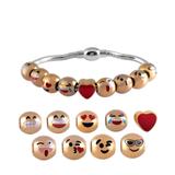 钛钢镀金EMOJI表情珠手链 B019G 柒珠网 钛钢EMOJI表情饰品