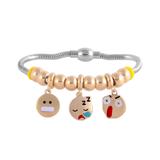 钛钢EMOJI吊坠镀金手链 B026G 柒珠网 钛钢EMOJI表情饰品