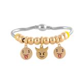 钛钢EMOJI吊坠镀金手链 B028G 柒珠网 钛钢EMOJI表情饰品
