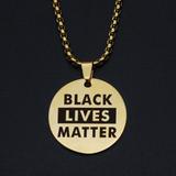 BLACK LIVES MATTER 不锈钢吊牌项链 DA004-2-50 柒珠网 钛钢小吊坠