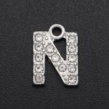 5个/包锌合金点钻字母吊坠 DA020-NX5 柒珠网 钛钢小吊坠