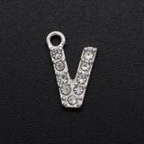 5个/包锌合金点钻字母吊坠 DA020-VX5 柒珠网 钛钢小吊坠