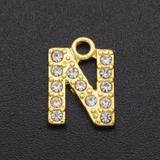5个/包锌合金点钻字母吊坠 DA021-NX5 柒珠网 钛钢小吊坠
