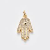 铜微镶锆石Hamsa Hand佛手吊坠 FA035 柒珠网 铜镶石手链串珠