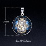 3个/包瓜子扣不锈钢，底托铁，Hamsa hand佛手玻璃片吊坠25mm JA286X3 柒珠网 吊坠配件