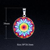 3个/包瓜子扣不锈钢，底托铁，莲花曼陀罗玻璃片吊坠25mm JA289X3 柒珠网 吊坠配件