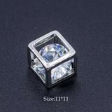 3个/包正方体合金微镶锆石吊坠 JA304-1X3 柒珠网 吊坠配件
