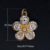 3个/包花朵合金微镶锆石吊坠 JA318-2X3 柒珠网 吊坠配件