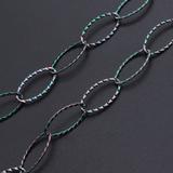 1m 不锈钢10x20mm 蛋行压花链 JN956-3 柒珠网 钛钢小吊坠