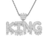 KING男士欧美潮流嘻哈皇冠字母项链钛钢麻花链60厘米嘻哈吊坠饰品 LA292-1 柒珠网 特价小吊坠