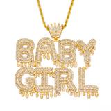 BABYGIRL女士欧美潮流嘻哈皇冠字母项链钛钢麻花链60厘米嘻哈吊坠饰品 LA293-2 柒珠网 特价小吊坠