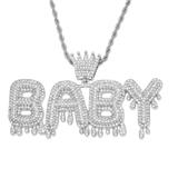 BABY女士欧美潮流嘻哈皇冠字母项链钛钢麻花链60厘米嘻哈吊坠饰品 LA294-1 柒珠网 特价小吊坠