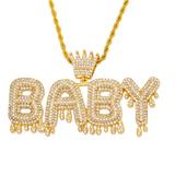 BABY女士欧美潮流嘻哈皇冠字母项链钛钢麻花链60厘米嘻哈吊坠饰品 LA294-2 柒珠网 特价小吊坠