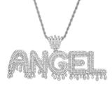 ANGEL女士欧美潮流嘻哈皇冠字母项链钛钢麻花链60厘米嘻哈吊坠饰品 LA295-1 柒珠网 特价小吊坠