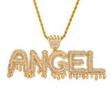 ANGEL女士欧美潮流嘻哈皇冠字母项链钛钢麻花链60厘米嘻哈吊坠饰品 LA295-2 柒珠网 特价小吊坠