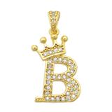 3个/包铜微镶锆石皇冠字母吊坠DIY项链吊坠饰品批发 LA811-BX3 柒珠网 钛钢饰品配件