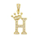 3个/包铜微镶锆石皇冠字母吊坠DIY项链吊坠饰品批发 LA811-HX3 柒珠网 钛钢饰品配件