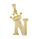 3个/包铜微镶锆石皇冠字母吊坠DIY项链吊坠饰品批发 LA811-NX3 柒珠网 钛钢饰品配件