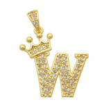 3个/包铜微镶锆石皇冠字母吊坠DIY项链吊坠饰品批发 LA811-WX3 柒珠网 钛钢饰品配件