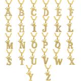 1套A-Z 26条钛钢真空镀金链条45厘米加5铜微镶锆石皇冠字母吊坠项链 LA812X26 柒珠网 特价小吊坠