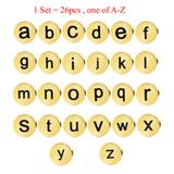 1套26个不锈钢圆形英文小写字母珠子DIY饰品串珠套装 LA819XSET26 柒珠网 特价小吊坠