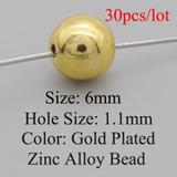 30个/包锌合金diy6MM金色珠子 LM110-6X30 柒珠网 特价小吊坠
