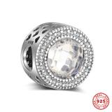 925纯银白色闪亮的心串珠 S014-1 柒珠网 纯银桃心家庭串珠