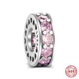 925纯银浅粉锆石间隔串珠 S037-2 柒珠网 S925纯银串珠
