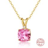 轻奢925纯银3.8克拉8x8mm肥方锆石吊坠项链欧美跨境仿真钻石饰品 SD002-2 柒珠网 特价小吊坠
