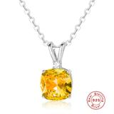 轻奢925纯银3.8克拉8x8mm肥方锆石吊坠项链欧美跨境仿真钻石饰品 SD003-1 柒珠网 特价小吊坠