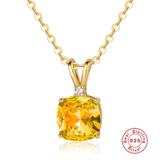 轻奢925纯银3.8克拉8x8mm肥方锆石吊坠项链欧美跨境仿真钻石饰品 SD003-2 柒珠网 特价小吊坠