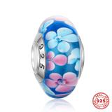 925纯银通管花朵精品琉璃串珠 SG010-3 柒珠网 纯银精品琉璃珠