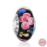 925纯银通管花朵精品琉璃串珠 SG011-2 柒珠网 纯银精品琉璃珠