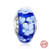 925纯银通管花朵精品琉璃串珠 SG012-2 柒珠网 纯银精品琉璃珠