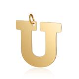 高档抛光钛钢字母1*7开口圈狗牌宠物吊坠 T585G-U 柒珠网 钛钢小吊坠
