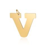 高档抛光钛钢字母1*7开口圈狗牌宠物吊坠 T585G-V 柒珠网 钛钢小吊坠