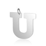 高档抛光钛钢字母1*7开口圈狗牌宠物吊坠 T585S-U 柒珠网 钛钢小吊坠