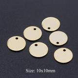 10个/包10mm钢钛圆形吊牌吊坠 T946-10X10 柒珠网 钛钢精抛光小吊坠