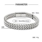 高档珠宝磁铁扣钛钢手链男士10mm正反链不锈钢手链饰品 YB061-10 柒珠网 铜新款